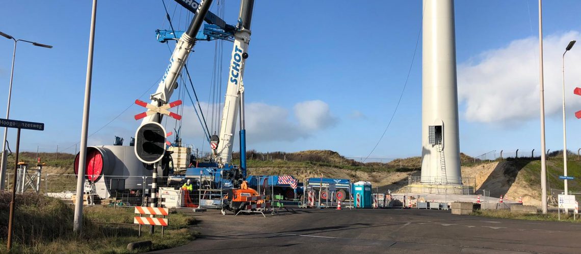 Opbouw turbines Windpark Ferrum begint